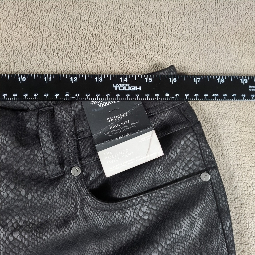 Simply Vera Vera Wang Polished Twill Pants Womens Large Black Snake Print Skinny - Picture 3 of 10